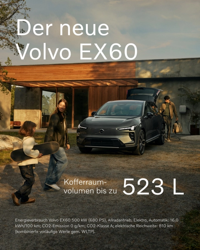 𝐄𝐥𝐞𝐜𝐭𝐫𝐢𝐜. 𝐄𝐥𝐞𝐠𝐚𝐧𝐭. 𝐄𝐜𝐡𝐭 𝐕𝐨𝐥𝐯𝐨. ⚡️

Der neue Volvo EX60 bringt skandinavisches Design auf das nächste Level – clean, selbstbewusst und vollelektrisch.

Power trifft auf Nachhaltigkeit. Performance auf Sicherheit. Minimalismus auf maximalen Fahrspaß.

#VolvoEX60 #ElectricDrive #ScandinavianDesign #VolvoMoment #FutureIsNow #bietigheimbissingen